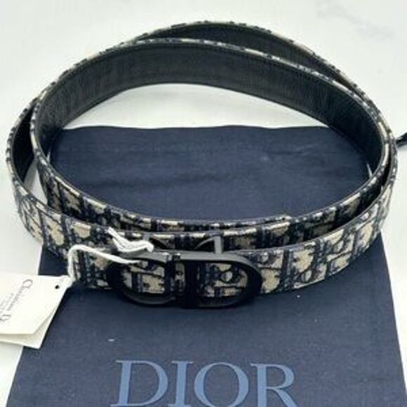 Men's Dior oblique jacquard reversible belt size 120 cm/46 inches made in Italy - Picture 1 of 13